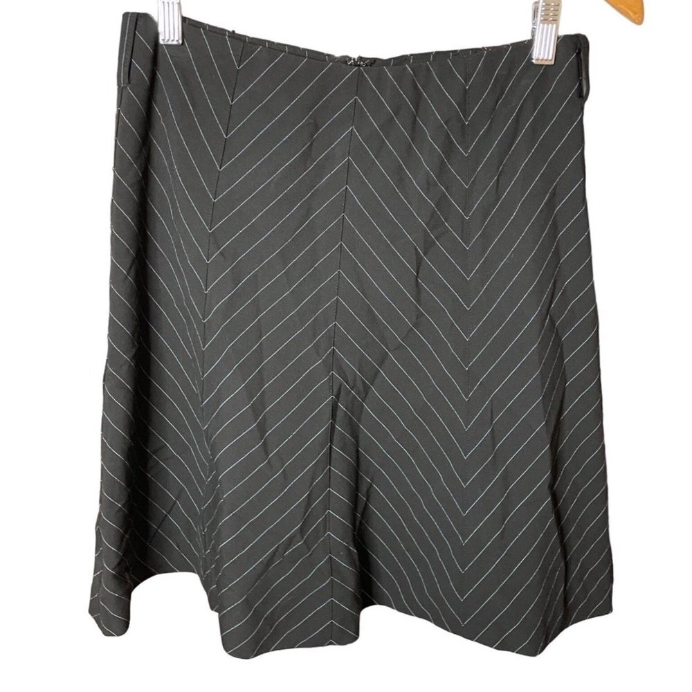 INC International Concepts Black Pinstripe Patterned A Line Short Skirt Sz 6
